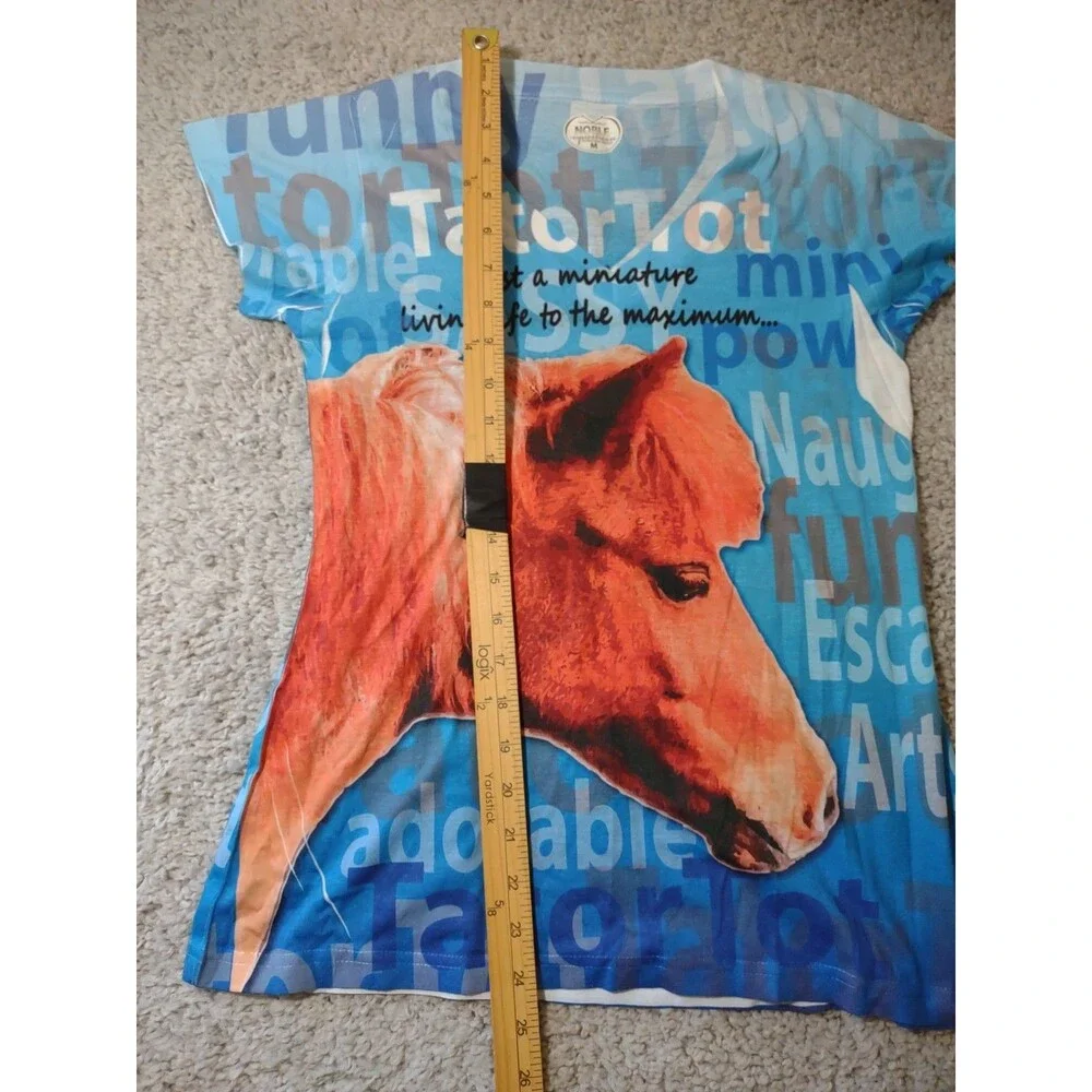 Noble Equestrian Shirt M Tatortot Miniature Horse Graphic Tshirt Vneck Short Slv - Picture 8 of 14